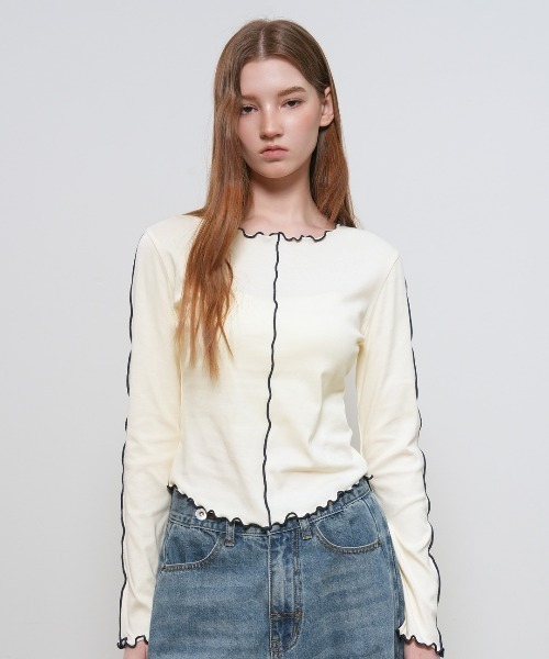 GENERAL IDEA(ジェネラルアイデア)の「【GENERAL IDEA】インターロックスリムフィットTシャツ / INTERLOCK SLIM FIT T-SHIRT(Tシャツ/カットソー・レディース・ブラウン/クリーム・S/M/L)」の10枚目の写真