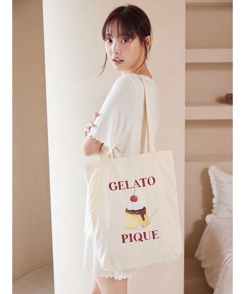 gelato pique(ジェラートピケ)の「【ONLINE限定】プリンワンポイントトート(トートバッグ・レディース・ピンク/クリーム・F)」の3枚目の写真