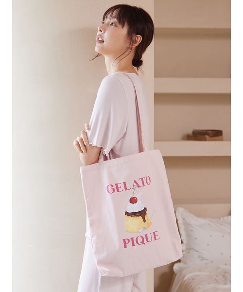 gelato pique(ジェラートピケ)の「【ONLINE限定】プリンワンポイントトート(トートバッグ・レディース・ピンク/クリーム・F)」の8枚目の写真