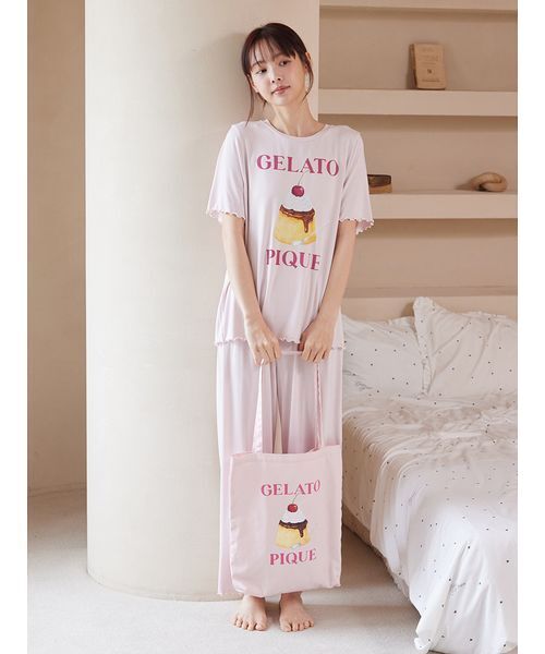 gelato pique(ジェラートピケ)の「【ONLINE限定】プリンワンポイントトート(トートバッグ・レディース・ピンク/クリーム・F)」の9枚目の写真