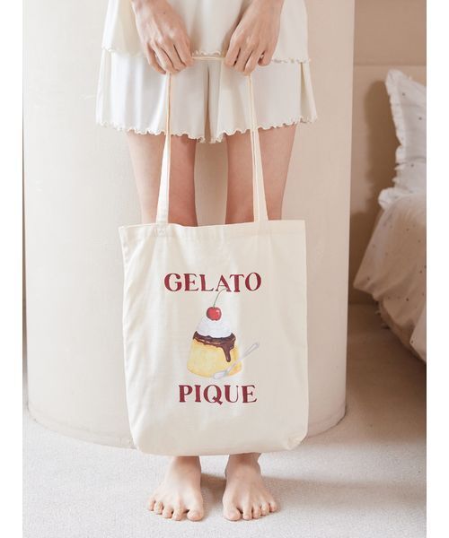 gelato pique(ジェラートピケ)の「【ONLINE限定】プリンワンポイントトート(トートバッグ・レディース・ピンク/クリーム・F)」の10枚目の写真