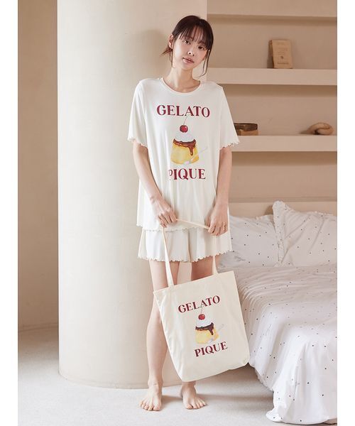 gelato pique(ジェラートピケ)の「【ONLINE限定】プリンワンポイントトート(トートバッグ・レディース・ピンク/クリーム・F)」の11枚目の写真