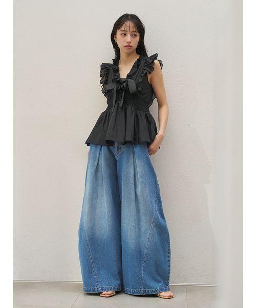 SNIDEL(スナイデル)の「シアーペプラムリボンブラウス(シャツ/ブラウス・レディース・ドット/ホワイト・F)」の12枚目の写真