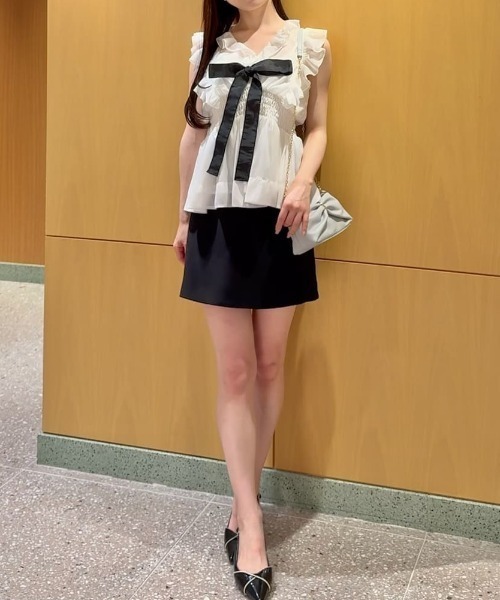 SNIDEL(スナイデル)の「シアーペプラムリボンブラウス(シャツ/ブラウス・レディース・ドット/ホワイト・F)」の18枚目の写真