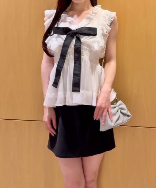 SNIDEL(スナイデル)の「シアーペプラムリボンブラウス(シャツ/ブラウス・レディース・ドット/ホワイト・F)」の21枚目の写真