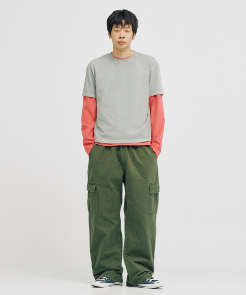 TAKEASY(テイクイージー)の「ピグメントレイヤードクロップTシャツ(グレー+インディピンク)(Tシャツ/カットソー・メンズ・その他・SMALL/MEDIUM/LARGE)」の11枚目の写真