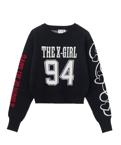 X-girl（エックスガール）の「NUMBER JACQUARD COMPACT KNIT TOP（ニット/セーター・レディース・ブラウン/ブラック・ONE SIZE）」の8枚目の写真