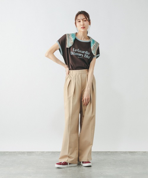GLOBAL WORK(グローバルワーク)の「ヘビロッTEEリンガーロゴ/665699(Tシャツ/カットソー・レディース・イエロー系その他3/ダークブラウン・MEDIUM/LARGE)」の3枚目の写真