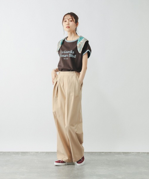GLOBAL WORK(グローバルワーク)の「ヘビロッTEEリンガーロゴ/665699(Tシャツ/カットソー・レディース・イエロー系その他3/ダークブラウン・MEDIUM/LARGE)」の4枚目の写真