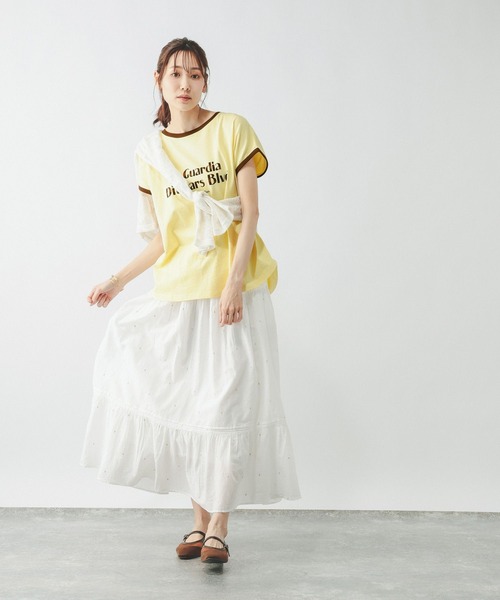 GLOBAL WORK(グローバルワーク)の「ヘビロッTEEリンガーロゴ/665699(Tシャツ/カットソー・レディース・イエロー系その他3/ダークブラウン・MEDIUM/LARGE)」の8枚目の写真