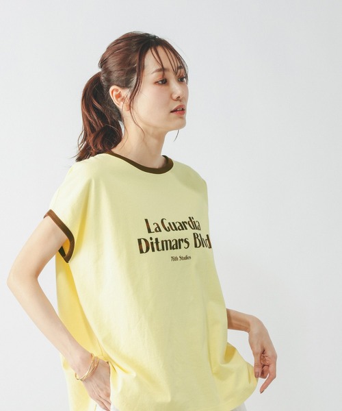 GLOBAL WORK(グローバルワーク)の「ヘビロッTEEリンガーロゴ/665699(Tシャツ/カットソー・レディース・イエロー系その他3/ダークブラウン・MEDIUM/LARGE)」の9枚目の写真