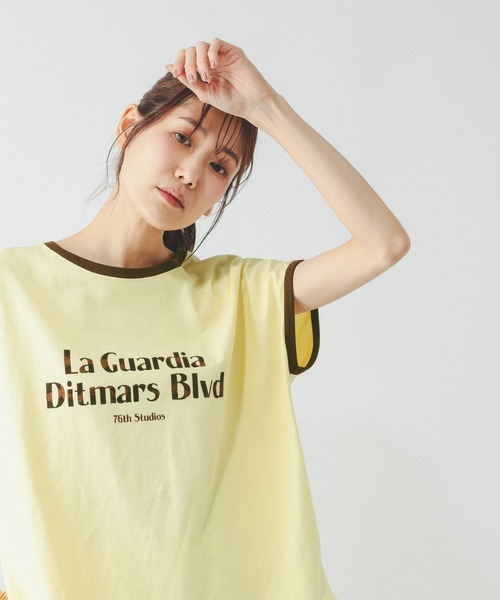GLOBAL WORK(グローバルワーク)の「ヘビロッTEEリンガーロゴ/665699(Tシャツ/カットソー・レディース・イエロー系その他3/ダークブラウン・MEDIUM/LARGE)」の10枚目の写真