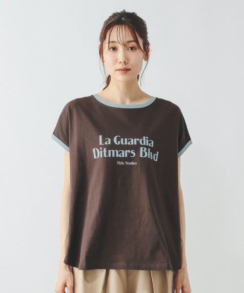 GLOBAL WORK(グローバルワーク)の「ヘビロッTEEリンガーロゴ/665699(Tシャツ/カットソー・レディース・イエロー系その他3/ダークブラウン・MEDIUM/LARGE)」の11枚目の写真