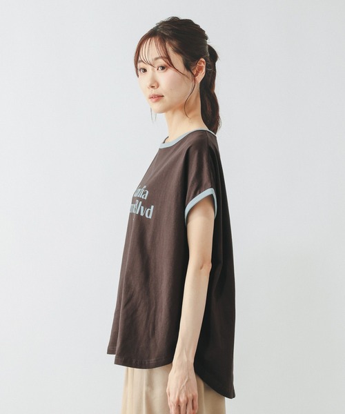 GLOBAL WORK(グローバルワーク)の「ヘビロッTEEリンガーロゴ/665699(Tシャツ/カットソー・レディース・イエロー系その他3/ダークブラウン・MEDIUM/LARGE)」の12枚目の写真