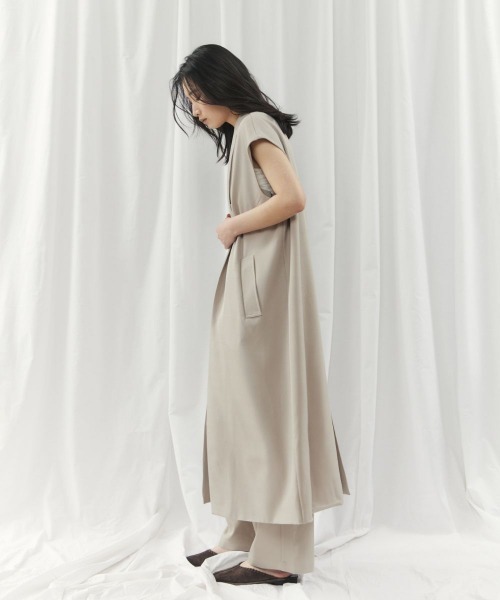 CIEL'AIR(シエルエアー)の「LONG GILET JK(ロングジレジャケット)(テーラードジャケット・レディース・チャコールグレー/グレイッシュベージュ・FREE)」の5枚目の写真