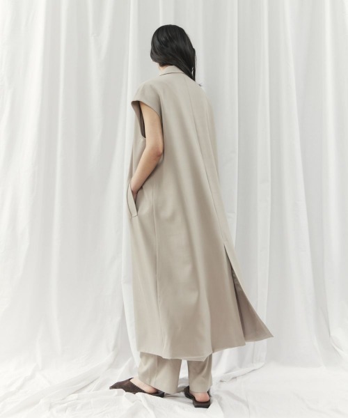 CIEL'AIR(シエルエアー)の「LONG GILET JK(ロングジレジャケット)(テーラードジャケット・レディース・チャコールグレー/グレイッシュベージュ・FREE)」の6枚目の写真