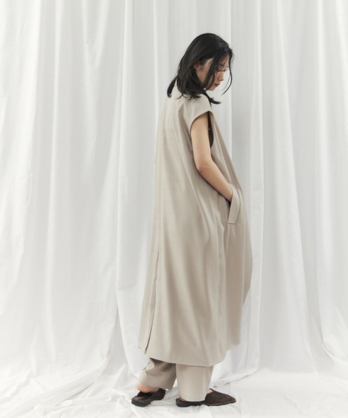 CIEL'AIR(シエルエアー)の「LONG GILET JK(ロングジレジャケット)(テーラードジャケット・レディース・チャコールグレー/グレイッシュベージュ・FREE)」の7枚目の写真