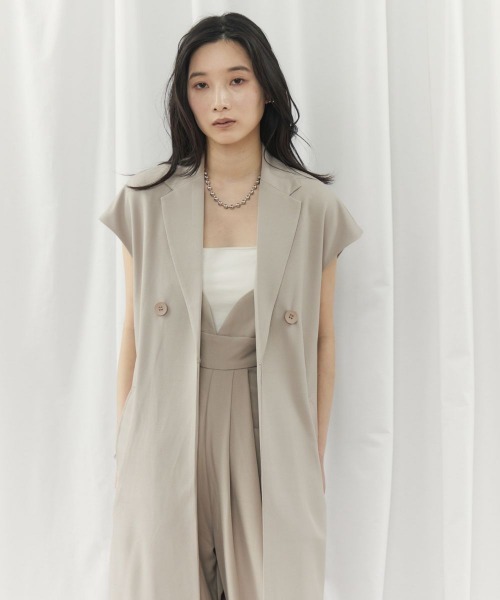 CIEL'AIR(シエルエアー)の「LONG GILET JK(ロングジレジャケット)(テーラードジャケット・レディース・チャコールグレー/グレイッシュベージュ・FREE)」の8枚目の写真