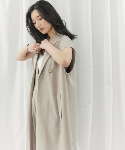 CIEL'AIR(シエルエアー)の「LONG GILET JK(ロングジレジャケット)(テーラードジャケット・レディース・チャコールグレー/グレイッシュベージュ・FREE)」の9枚目の写真