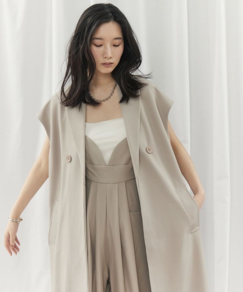 CIEL'AIR(シエルエアー)の「LONG GILET JK(ロングジレジャケット)(テーラードジャケット・レディース・チャコールグレー/グレイッシュベージュ・FREE)」の11枚目の写真