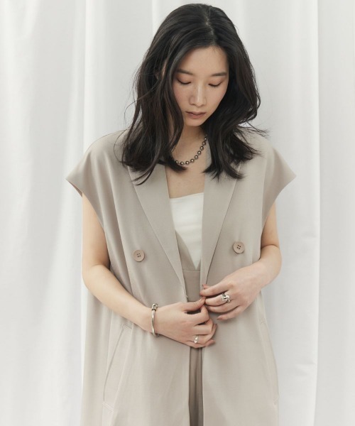 CIEL'AIR(シエルエアー)の「LONG GILET JK(ロングジレジャケット)(テーラードジャケット・レディース・チャコールグレー/グレイッシュベージュ・FREE)」の12枚目の写真