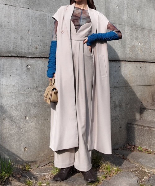 CIEL'AIR(シエルエアー)の「LONG GILET JK(ロングジレジャケット)(テーラードジャケット・レディース・チャコールグレー/グレイッシュベージュ・FREE)」の16枚目の写真