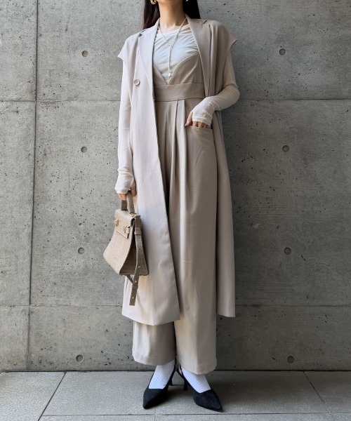CIEL'AIR(シエルエアー)の「LONG GILET JK(ロングジレジャケット)(テーラードジャケット・レディース・チャコールグレー/グレイッシュベージュ・FREE)」の17枚目の写真
