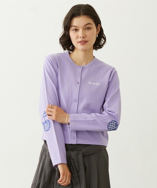 MILKFED.（ミルクフェド）の「CHERRY ELBOW CARDIGAN（カーディガン/ボレロ・レディース・チャコール/ブラウン/ライトパープル・ONE SIZE）」の3枚目の写真