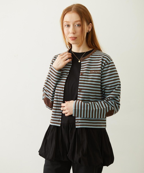 MILKFED.（ミルクフェド）の「CHERRY ELBOW CARDIGAN（カーディガン/ボレロ・レディース・チャコール/ブラウン/ライトパープル・ONE SIZE）」の4枚目の写真
