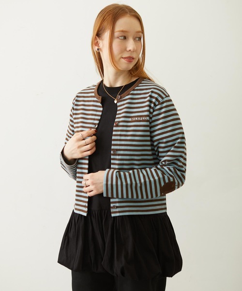 MILKFED.（ミルクフェド）の「CHERRY ELBOW CARDIGAN（カーディガン/ボレロ・レディース・チャコール/ブラウン/ライトパープル・ONE SIZE）」の5枚目の写真