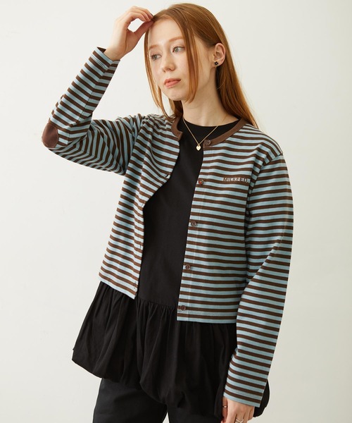 MILKFED.（ミルクフェド）の「CHERRY ELBOW CARDIGAN（カーディガン/ボレロ・レディース・チャコール/ブラウン/ライトパープル・ONE SIZE）」の6枚目の写真