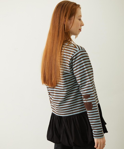 MILKFED.（ミルクフェド）の「CHERRY ELBOW CARDIGAN（カーディガン/ボレロ・レディース・チャコール/ブラウン/ライトパープル・ONE SIZE）」の7枚目の写真