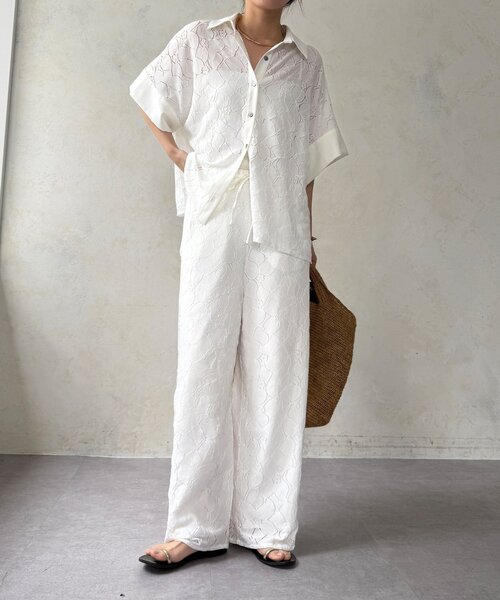 DouDou(ドゥドゥ)の「【セットアップ可能/WEB限定】デニムレースパンツ(その他パンツ・レディース・オフホワイト/ブラック・FREE)」の3枚目の写真