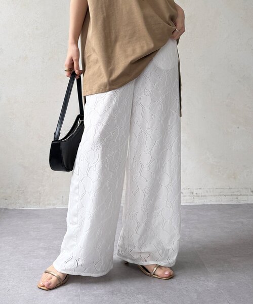 DouDou(ドゥドゥ)の「【セットアップ可能/WEB限定】デニムレースパンツ(その他パンツ・レディース・オフホワイト/ブラック・FREE)」の12枚目の写真