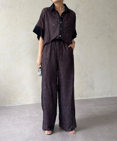 DouDou(ドゥドゥ)の「【セットアップ可能/WEB限定】デニムレースパンツ(その他パンツ・レディース・オフホワイト/ブラック・FREE)」の14枚目の写真