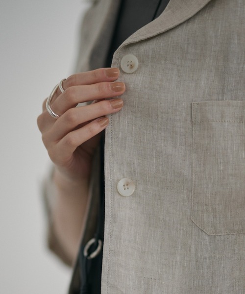 LAULEN（ローレン）の「linen tailored collar shirt jacket /リネンテーラードカラーシャツジャケット（テーラードジャケット・レディース・ベージュ/ブルー/アイボリー・FREE）」の22枚目の写真