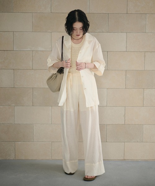 LAULEN（ローレン）の「linen tailored collar shirt jacket /リネンテーラードカラーシャツジャケット（テーラードジャケット・レディース・ベージュ/ブルー/アイボリー・FREE）」の17枚目の写真