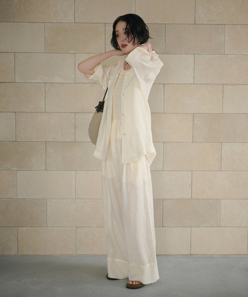 LAULEN（ローレン）の「linen tailored collar shirt jacket /リネンテーラードカラーシャツジャケット（テーラードジャケット・レディース・ベージュ/ブルー/アイボリー・FREE）」の16枚目の写真
