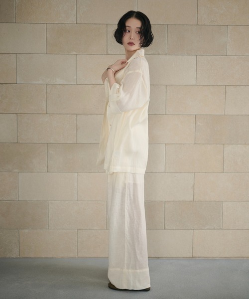 LAULEN（ローレン）の「linen tailored collar shirt jacket /リネンテーラードカラーシャツジャケット（テーラードジャケット・レディース・ベージュ/ブルー/アイボリー・FREE）」の15枚目の写真