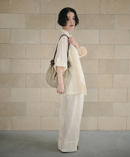 LAULEN（ローレン）の「linen tailored collar shirt jacket /リネンテーラードカラーシャツジャケット（テーラードジャケット・レディース・ベージュ/ブルー/アイボリー・FREE）」の13枚目の写真