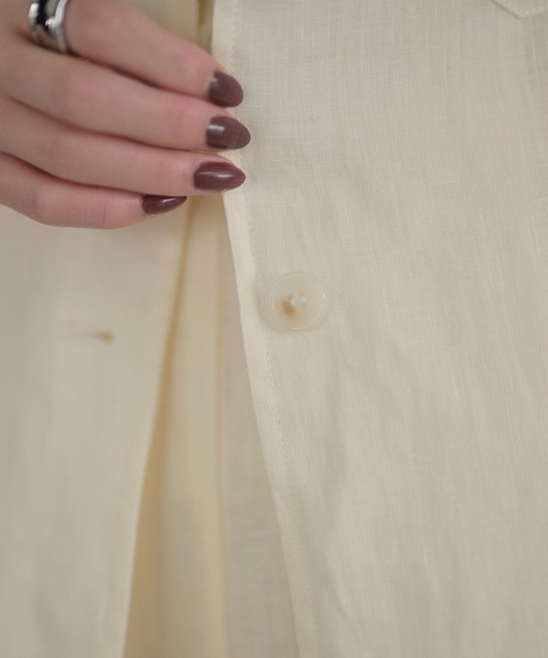 LAULEN（ローレン）の「linen tailored collar shirt jacket /リネンテーラードカラーシャツジャケット（テーラードジャケット・レディース・ベージュ/ブルー/アイボリー・FREE）」の8枚目の写真
