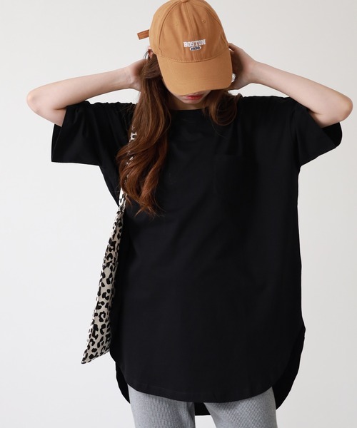 atONE（アットワン）の「ミニポケット付きオーバーサイズ無地Tシャツ 半袖（Tシャツ/カットソー・レディース・杢グレー/オフホワイト/ブラック・M）」の22枚目の写真