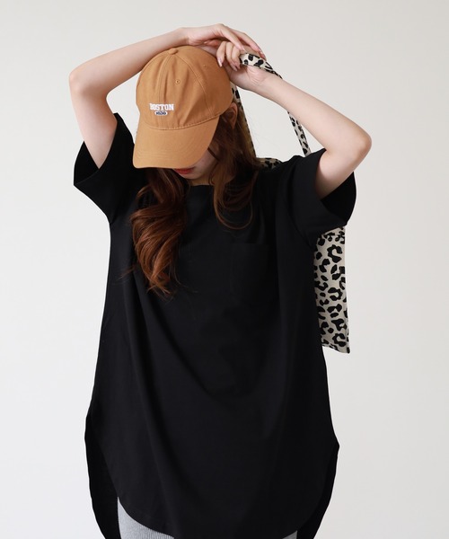 atONE（アットワン）の「ミニポケット付きオーバーサイズ無地Tシャツ 半袖（Tシャツ/カットソー・レディース・杢グレー/オフホワイト/ブラック・M）」の21枚目の写真
