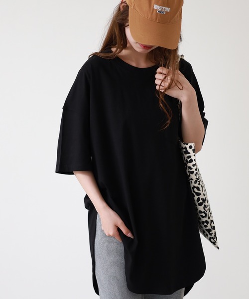 atONE（アットワン）の「ミニポケット付きオーバーサイズ無地Tシャツ 半袖（Tシャツ/カットソー・レディース・杢グレー/オフホワイト/ブラック・M）」の20枚目の写真