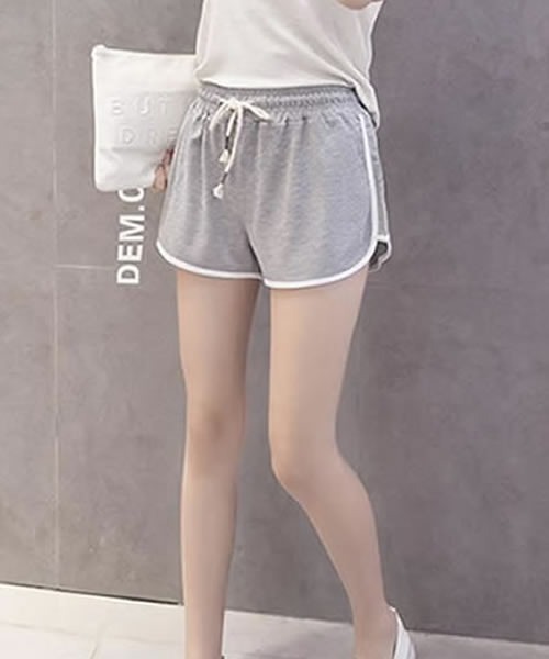 Pittok(ピットク)の「紐付きパイピングライン ショートパンツ(スウェットパンツ・レディース・ホワイト/ブラック/グレー/ピンク・MEDIUM/LARGE/X-LARGE)」の6枚目の写真