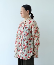 Cotton Nylon sheer blooming embroidery shirt