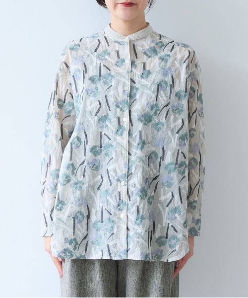 yuni（ユニ　）の「Cotton Nylon sheer blooming embroidery shirt（シャツ/ブラウス・レディース・ベージュ/チャコールグレー・FREE）」の16枚目の写真