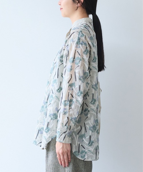 yuni（ユニ　）の「Cotton Nylon sheer blooming embroidery shirt（シャツ/ブラウス・レディース・ベージュ/チャコールグレー・FREE）」の17枚目の写真