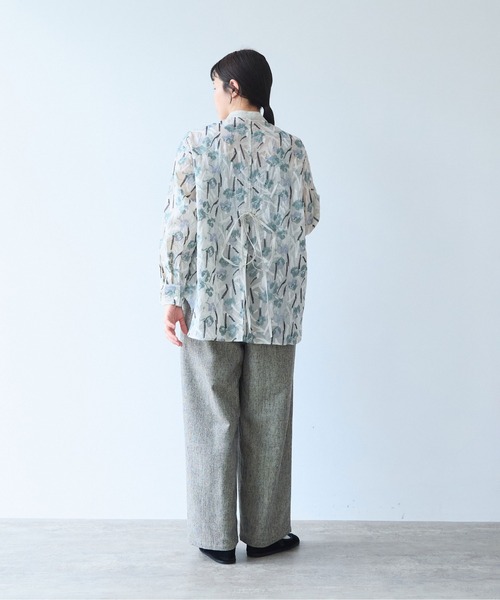 yuni（ユニ　）の「Cotton Nylon sheer blooming embroidery shirt（シャツ/ブラウス・レディース・ベージュ/チャコールグレー・FREE）」の12枚目の写真