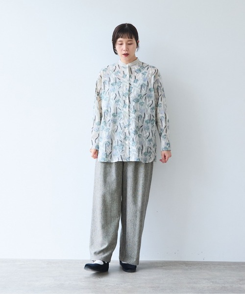 yuni（ユニ　）の「Cotton Nylon sheer blooming embroidery shirt（シャツ/ブラウス・レディース・ベージュ/チャコールグレー・FREE）」の10枚目の写真